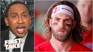 ‘Shut the hell up’  Stephen A rants about Bryce Harper and Blake Snell’s comments  First Take [upl. by Hteik]