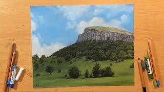 Mountain Drawing in Pastel [upl. by Annahahs]