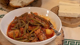 A Delicious Greek Stew with String Beans amp Lamb Fasolakia me Arni [upl. by Yole]