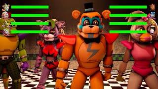 FNAF vs SECURITY BREACH Fighting Animations with Healthbars Compilation [upl. by Laurianne486]