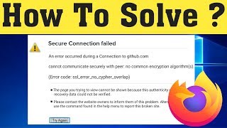 Fix Secure Connection Failed  Error codeSECERROROCSPINVALIDSIGNINGCERT in mozilla firefox [upl. by Aglo]