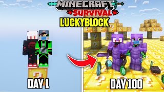 We Survived 100 Days On LUCKY ONE BLOCK In Minecraft Survival  Duo 100 Days [upl. by Kristin]