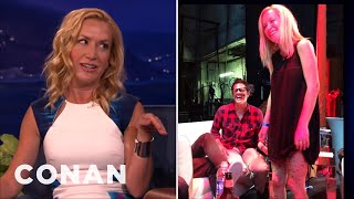 Angela Kinsey Johnny Knoxville Loves To Harass Me  CONAN on TBS [upl. by Yendys]