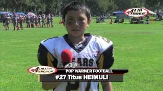 Pop Warner Football SV Bears Titus Heimuli Post Game Interview vs Hacienda Heights Phantoms [upl. by Etteniotnna]