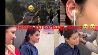 Getting my ear pierced😱  Helix Cartilage piercing 🥹 Sneha Khatri [upl. by Nosned]