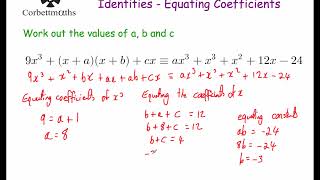 Equating Coefficients  Corbettmaths [upl. by Bow]