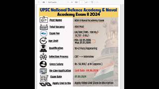 UPSC NDA NOTIFICATION OUT I UPSC NDA 2 2024 NOTIFICATION OUT [upl. by Saltsman]