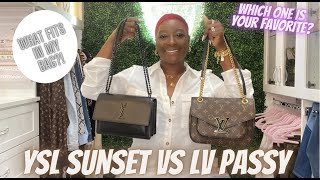 😱 LOUIS VUITTON PASSY HAND BAG  YSL SUNSET HAND BAG  SAINT LAURENT  WHAT FITS IN MY BAG [upl. by Fairbanks759]