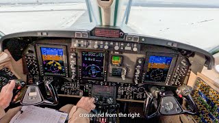 King Air B350 ProLine 21  visual approach Goose Bay Canada  crosswind landing [upl. by Ebby]