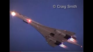 Concorde Twilight Takeoff with visible reheatafterburners [upl. by Airtened461]