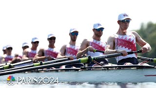 Team USA surges into final of mens eight rowing competition with heat victory  Paris Olympics [upl. by Yssirk]