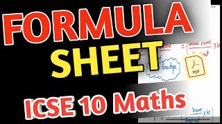 ICSE Class 10 Maths Formula Sheet  Entire Maths Formula In One Shot  Maths Formula Sheet [upl. by Chubb]