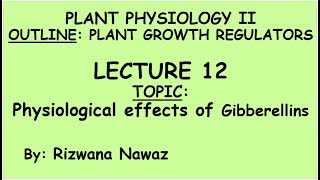 Physiological effects of Gibberellins by Rizwana Nawaz [upl. by Earazed]