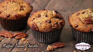 Recette de Muffins Banane Chocolat et Noix de Pécan [upl. by Ahseel]