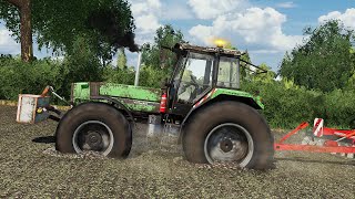 DeutzFahr AgroStar 671681 Test with Heavy trailer Cultivator amp Plow in the MUD FS 19 [upl. by Candi]