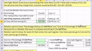 Excel 2010 Business Math 67 Basic Markup Formula [upl. by Ainelec964]