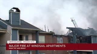 3alarm fire forces dozens to evacuate at Tulsa apartments [upl. by Yovonnda230]