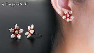 DIY summer stud earrings How to make beaded jewelry [upl. by Colfin]