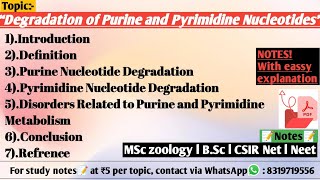 Degradation of Purine and Pyrimidine Nucleotides  Biochemistry [upl. by Ardien]