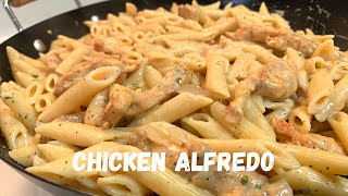 Lazy Creamy Chicken Alfredo Pasta Recipe  Alfredo From A Jar [upl. by Eidak76]