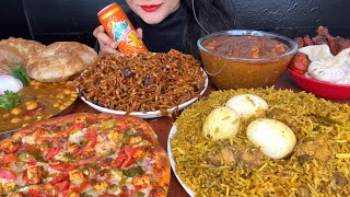 CHICKEN BIRYANICHICKEN CURRYSPICY BLACKBEAN NOODLESPIZZACHICKEN LEGPIECE FRYMOMO ASMR EATING [upl. by Lohcin]