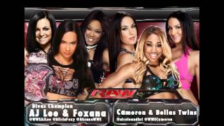 WWE RAW 1022014  The Bellas Twins and Cameron vs AJ LeeAlicia Fox and Aksana FULL MATCHLINK [upl. by Volpe177]