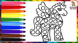 Dibuja y Colorea Un Lindo Unicornio Alado Arcoiris 🦄🌈 Dibujos Para Niños [upl. by Maclay]