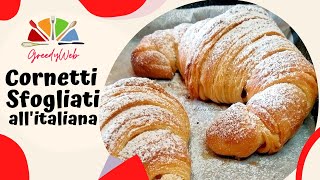 RICETTA CORNETTI SFOGLIATI allitaliana fatti in Casa come al Bar del maestro L Di Carlo [upl. by Hadnama]