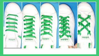 5 formas fáciles de tejer las agujetas de tus Adidas Advantage 👟💚 shoelaces [upl. by Hueston]