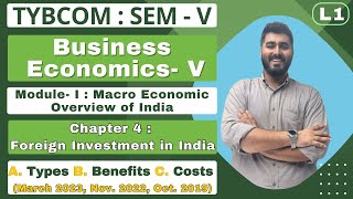 Business Economics  TYBCOM  Semester 5  Chapter 4  Foreign Investment in India  Lecture No 1 [upl. by Ahsa25]