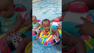 Toddler twins flip in baby floaters during first pool experience in Mombasa Kenya [upl. by Azarria]