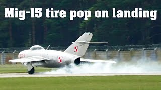 Mig15 tire pop on landing  SIAF 2022  4K [upl. by Niroc]