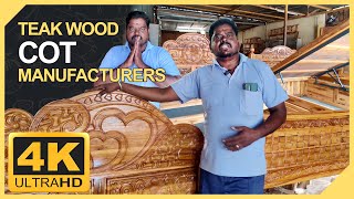 Teak wood cot manufacturers wood thiruvannamalai woodworking wooden cot woolencraft [upl. by Ssej136]