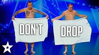 DONT DROP YOUR TOWEL on Romanias Got Talent 2018 [upl. by Anelyak58]