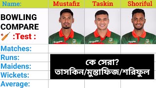 Mustafiz vs Taskin vs Shoriful  Test Bowling Compare  কে সেরা  টেস্ট ক্যারিয়ার  F1sportsnews [upl. by Magdala485]