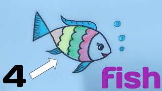 how to draw fish from number 4 [upl. by Leval]