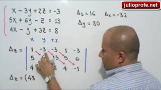 Sistema de 3x3 resuelto por Regla de Cramer [upl. by Orazio101]