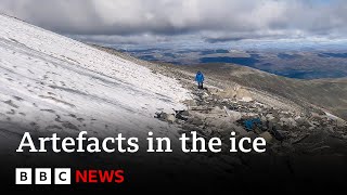 Melting ice reveals hidden Viking artefacts  BBC News [upl. by Tollmann]