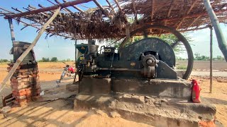 Old Diesel Oil Engine Amazing Starting  Diesel Engine Amazing Sound  Old engine in desert [upl. by Pratt]