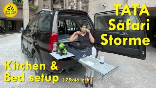 Tata Safari Storme Ultimate Camping Setup  Kitchen amp Bed setup  75x46 inch  tata luxonthetrail [upl. by Ardnuhsed499]