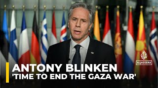 ‘Time to end the Gaza war’ Blinken says after USimposed deadline for aid expires [upl. by Atinna723]