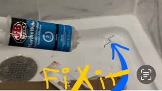 How to fix a cracked bathtub for shower pan with JB weld marine ￼ [upl. by Noryd]