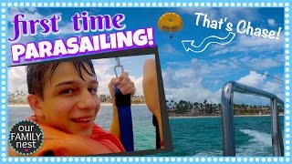 FIRST TIME PARASAILING PUNTA CANA VACATION DAY TWO [upl. by Jadd101]