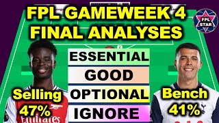 FPL Gameweek 4 Final Analyses  Engaged FPL Managers Trends  FPL Dilemma Discussions [upl. by Vivie]