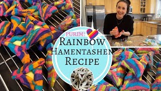 HAMENTASHEN RECIPE How to Make Rainbow Hamentashen for Purim [upl. by Stanly]