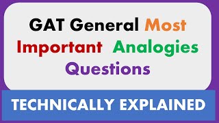 GAT AnalogiesNTS GAT analogies NTS GAT analogical Questions NTS GAT preparation [upl. by Gibe]