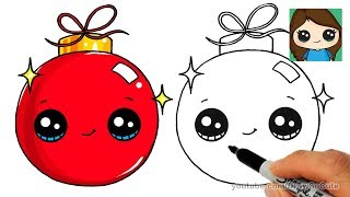 How to Draw a Christmas Ornament Easy and Cute [upl. by Aydne]