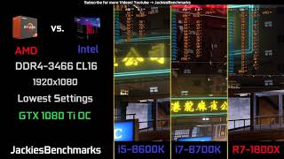 Sleeping Dogs  1080p 8700K vs 8600K vs 1800X  1080Ti OC CPUBenchmark [upl. by Nnayd876]