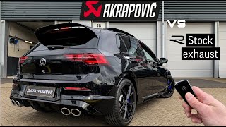 2022 VW Golf 8 R Sound AKRAPOVIC vs Stock Exhaust  Comparison Sound Startups Revs Launch Control [upl. by Lena]