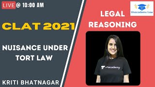 Nuisance under Tort Law l Legal Reasoning l Unacademy Law l CLAT 2021 l Kriti Bhatnagar [upl. by Gautier]